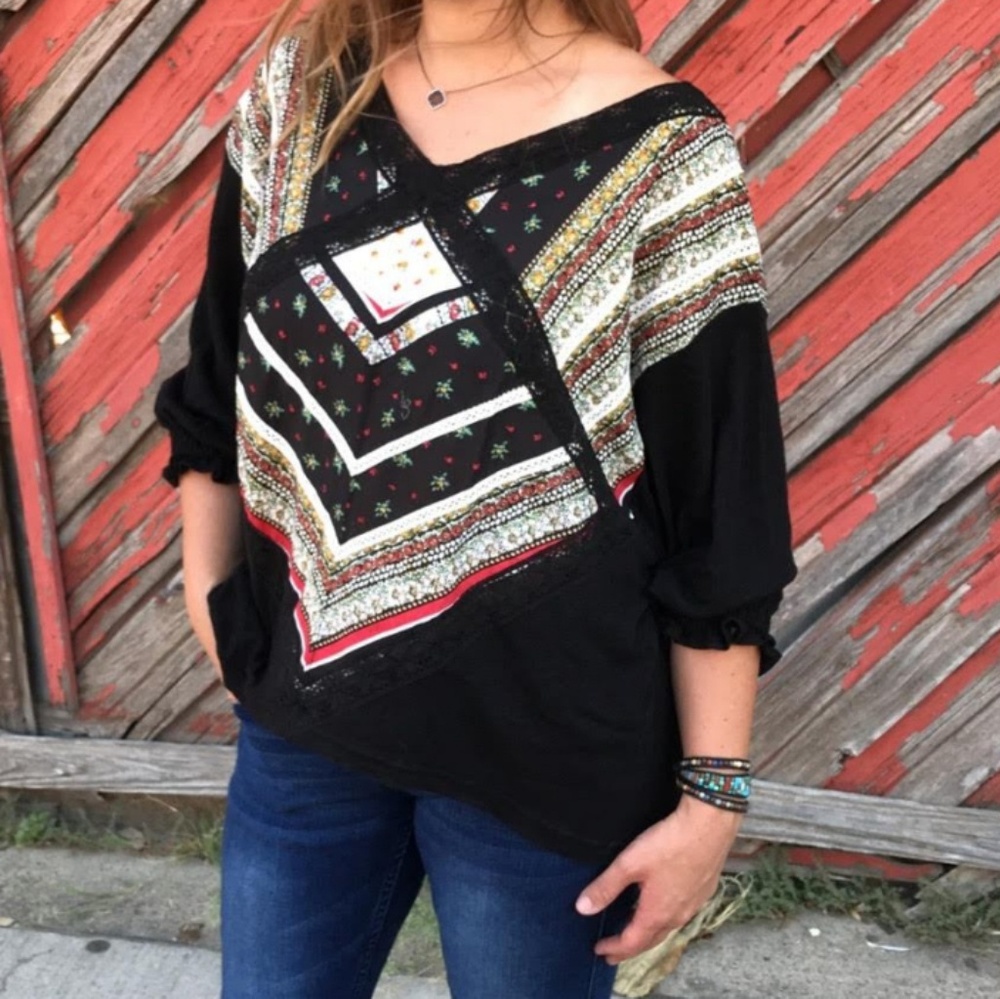 Free People Prairie Days Embroidered Top